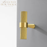 Gold and black knurled brass drawer pulls