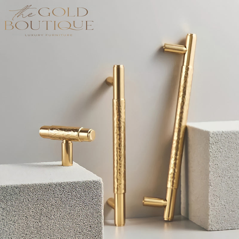 Elena Hammered Brass Cabinet Handles - The Gold Boutique Furniture