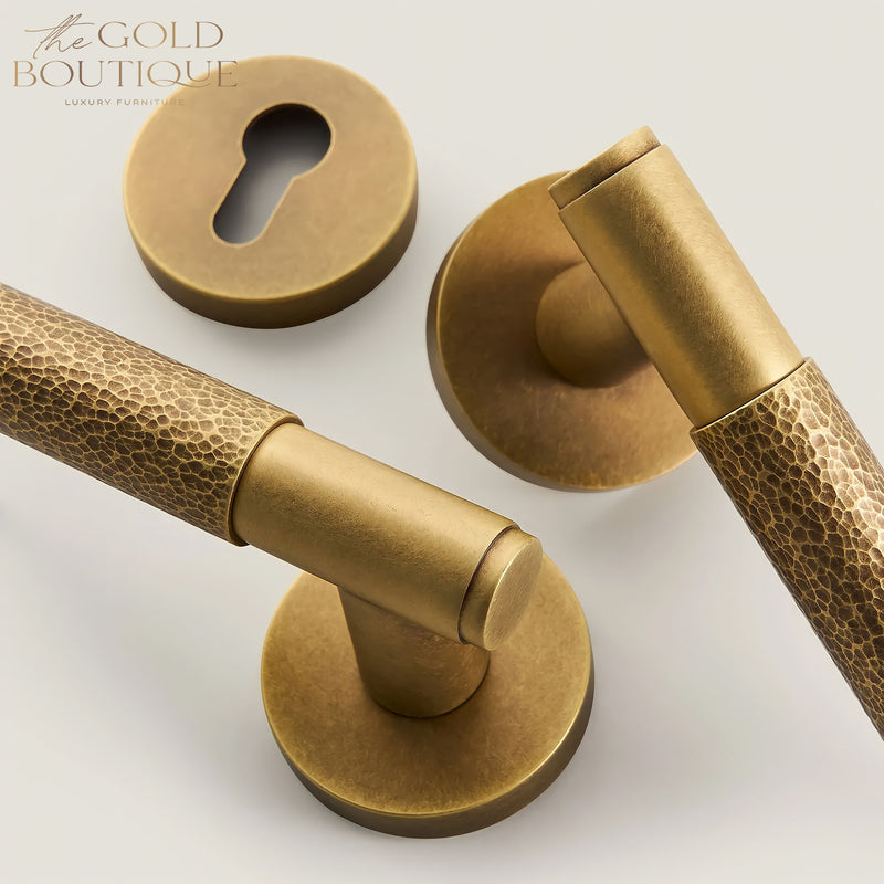 Gold Hammered Brass Door Handles