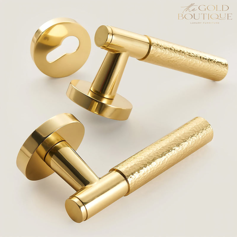 Gold Hammered Brass Door Handles