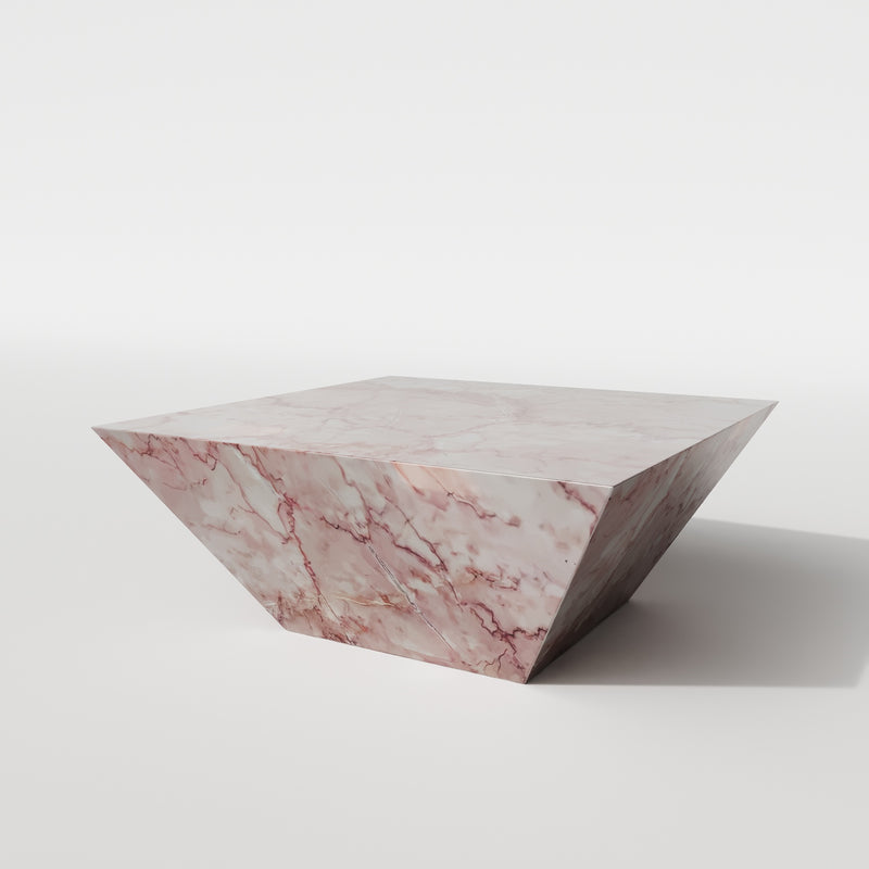 Rose cream Inverted Pyramid Italian Marble Coffee Table