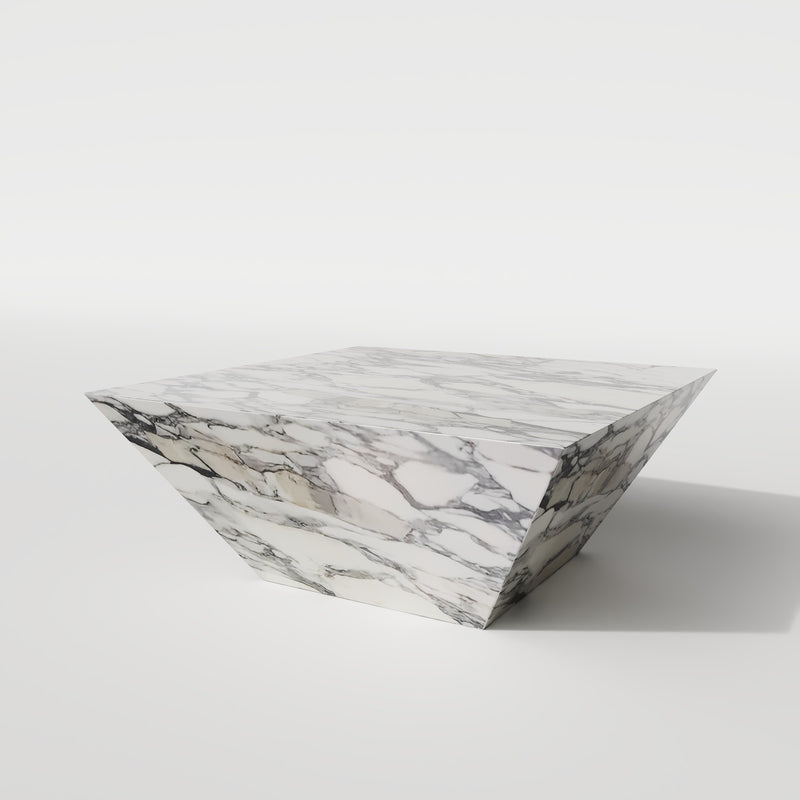 Calacatta ivory Inverted Pyramid Italian Marble Coffee Table
