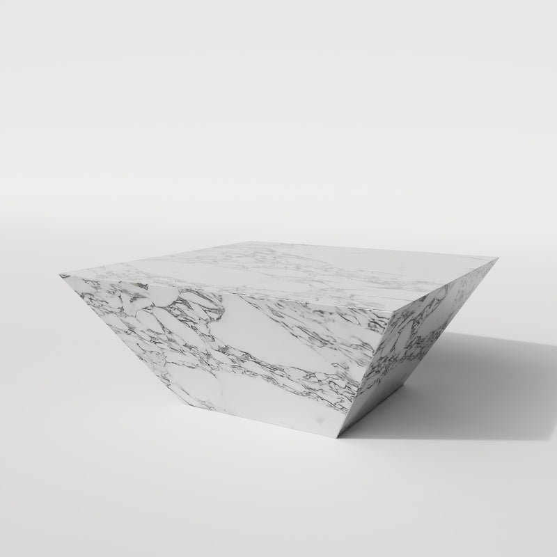 Arabescato white Inverted Pyramid Italian Marble Coffee Table