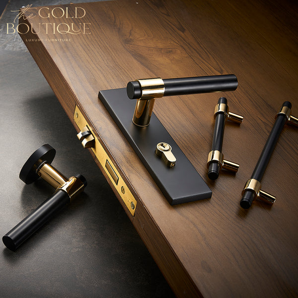 Gold & black door handles 