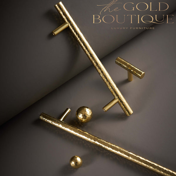 Gold Hammered Brass Cabinet Handles