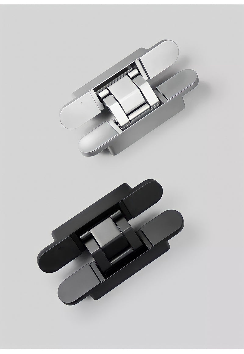Two Door Hinges 3D Invisible Concealed  in chrome and black